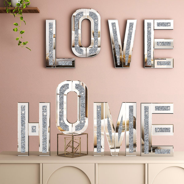 Everly Quinn Elvert 4 Piece Handmade Mirror Letters Wall Décor Set